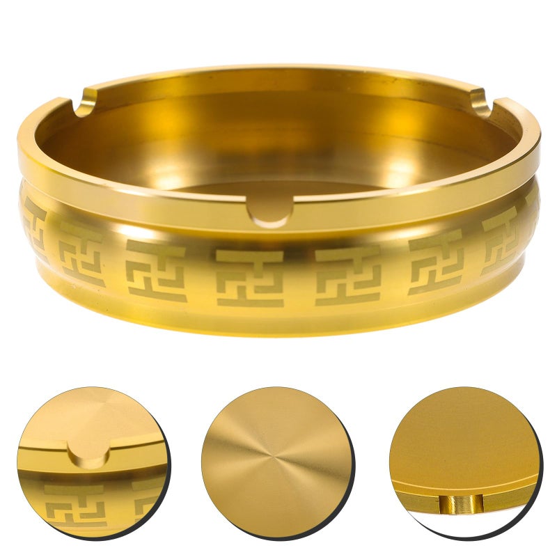 Classic Pattern Solid Brass Ashtray Retro Cigarette Ash Holder Home Office Decor - Image 5