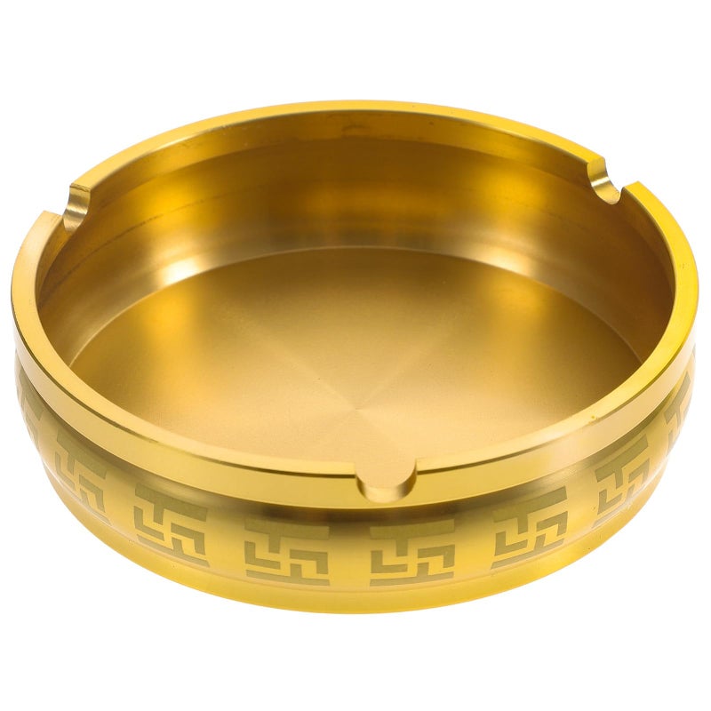 Classic Pattern Solid Brass Ashtray Retro Cigarette Ash Holder Home Office Decor - Image 2