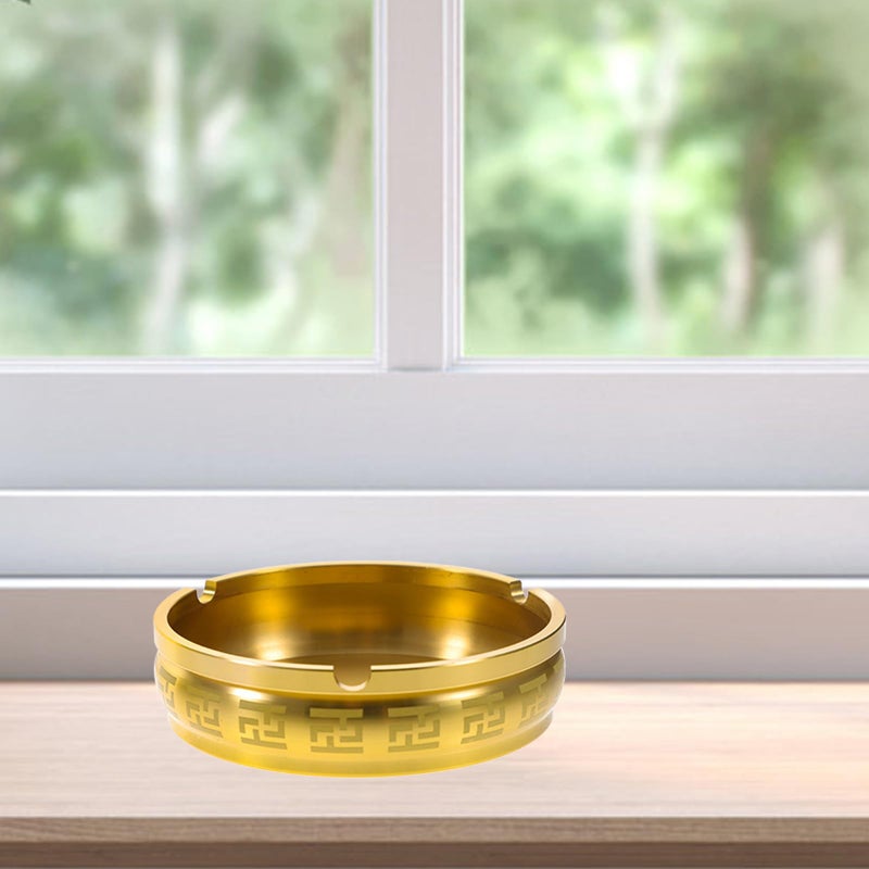 Classic Pattern Solid Brass Ashtray Retro Cigarette Ash Holder Home Office Decor - Image 4