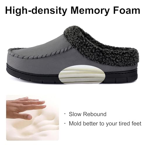ULTRAIDEAS Men's Nealon Moccasin Clog Slipper, Slip on Indoor/Outdoor House Shoes(Dark Grey, 11-12) - Image 3