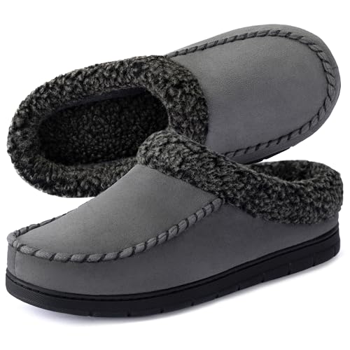 ULTRAIDEAS Men's Nealon Moccasin Clog Slipper, Slip on Indoor/Outdoor House Shoes(Dark Grey, 11-12) - Image 1