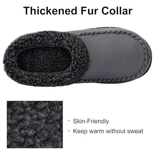 ULTRAIDEAS Men's Nealon Moccasin Clog Slipper, Slip on Indoor/Outdoor House Shoes(Dark Grey, 11-12) - Image 2