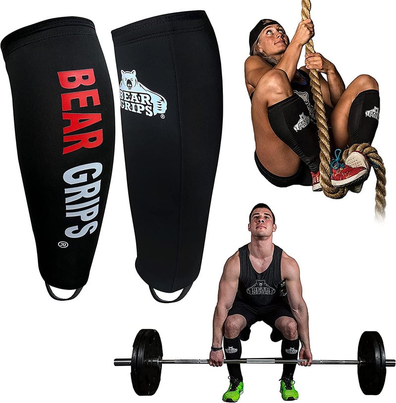 Bear Grips Deadlift Shin Guards - Gym Equipment Rope Climbing Shin Guard for Men and Women - Injury Prevention Calf Support Shin Guard Sleeves for Ultimate Shin Protection (Black, Large) - Image 1