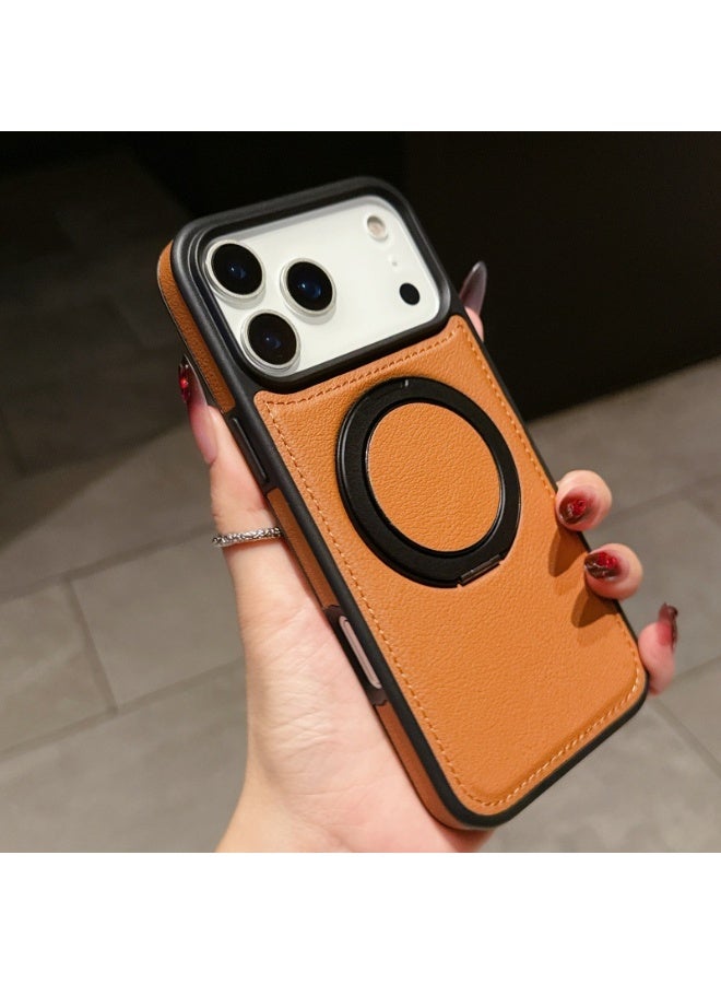 Suitable for iPhone 17 Pro leather magnetic protective case, anti drop and anti protection, brown color - Image 2