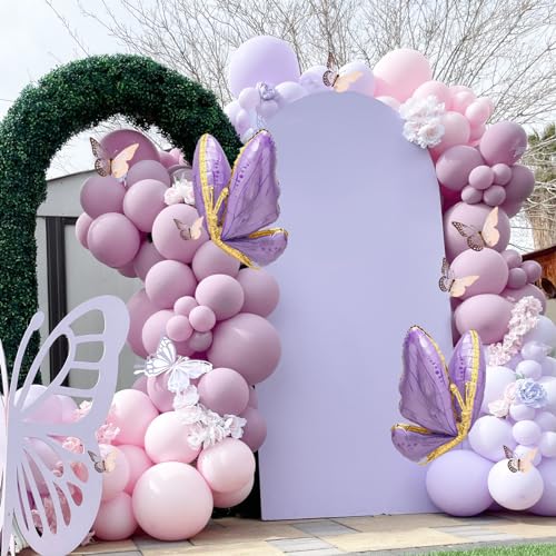 Netnology Purple Butterfly Balloon Arch Garland Kit 133pcs Pastel Purple Pink Foil Balloons Arch Kit for Butterfly Birthday Party Decorations Baby Shower Decorations for Girls - Image 5