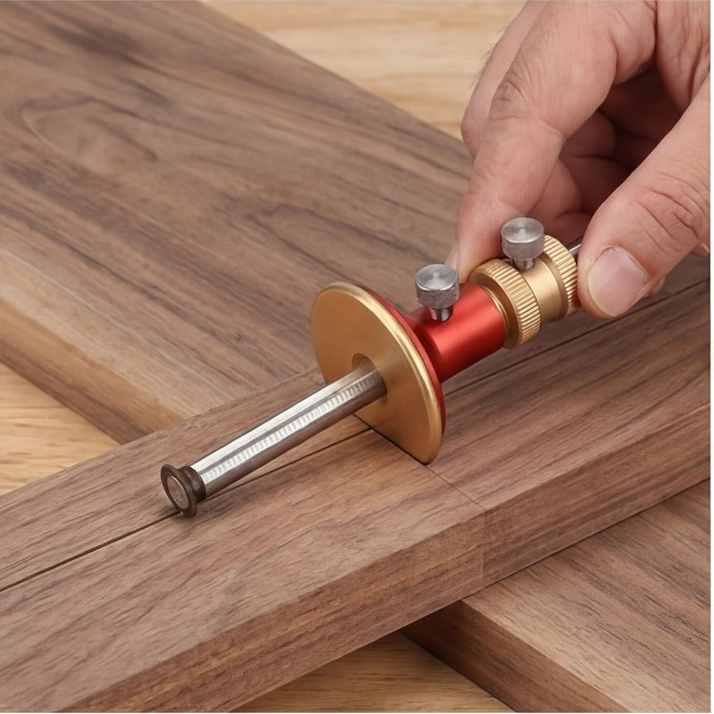 Red Precision Woodworking Marking Gauge Aluminum Alloy Adjustable Scriber Scribing Tool Ruler - Image 2