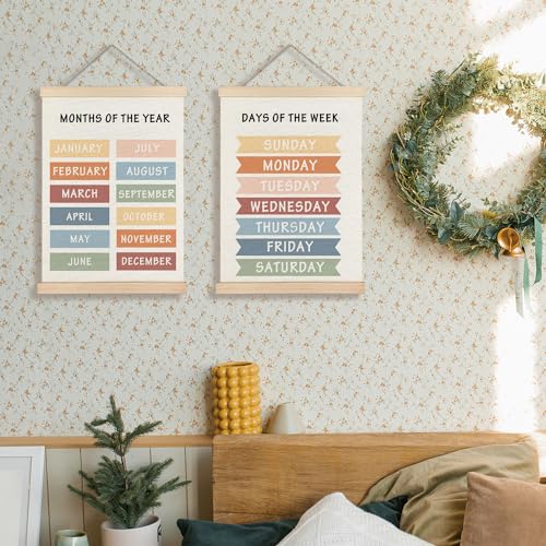 Supwhd Days of the Week Posters for Classroom Days of the Week Learning Posters Wall Decor for Nursery Kids Room Playroom Classroom Preschool Days of the Week Poster Hanger Frame 12x16 - Image 3