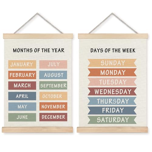 Supwhd Days of the Week Posters for Classroom Days of the Week Learning Posters Wall Decor for Nursery Kids Room Playroom Classroom Preschool Days of the Week Poster Hanger Frame 12x16 - Image 1