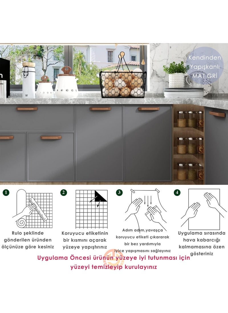 Technosmart 60CM×100CM Self-Adhesive Matte Look Wallpaper Kitchen Cabinet Table Covering  - Image 2