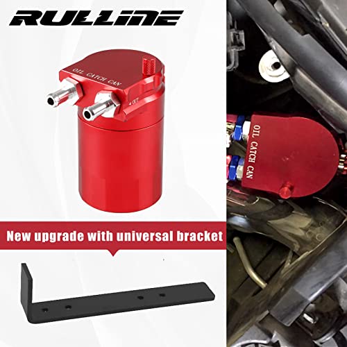RULLINE Universal 350ml Reservoir Tank Oil Catch Can Tank 0046 Aluminum Polish Baffled Reservoir with Bracket Red - Image 2
