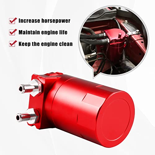 RULLINE Universal 350ml Reservoir Tank Oil Catch Can Tank 0046 Aluminum Polish Baffled Reservoir with Bracket Red - Image 4