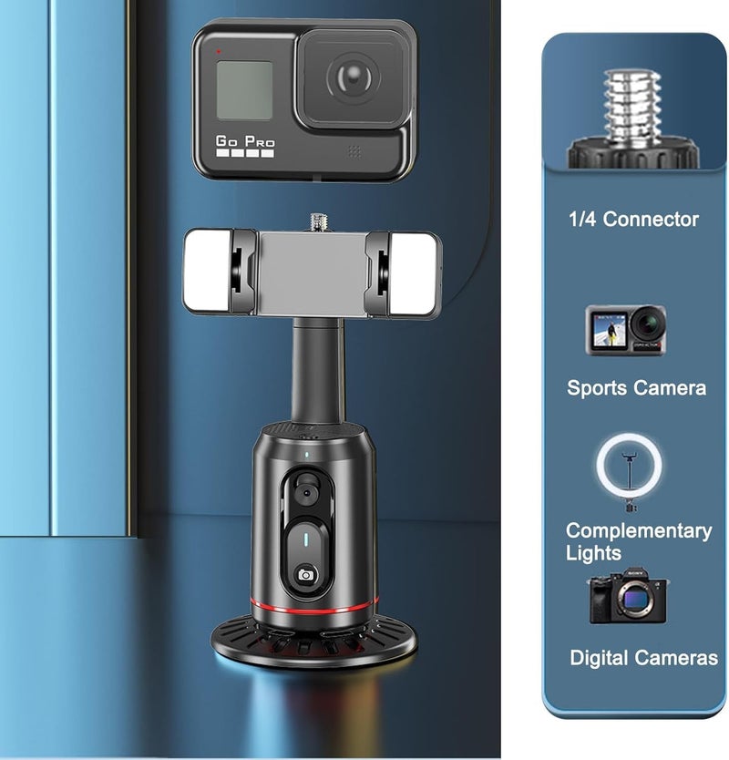 ADZOY Auto Face Tracking Desk Gimbal ADL-Q02D, 360° Rotation Face Body Phone Camera Mount with Rechargeable Fill Light (White & RGB) & Remote for Shooting Vlog, No App, Gesture Control, Live Streaming - Image 4