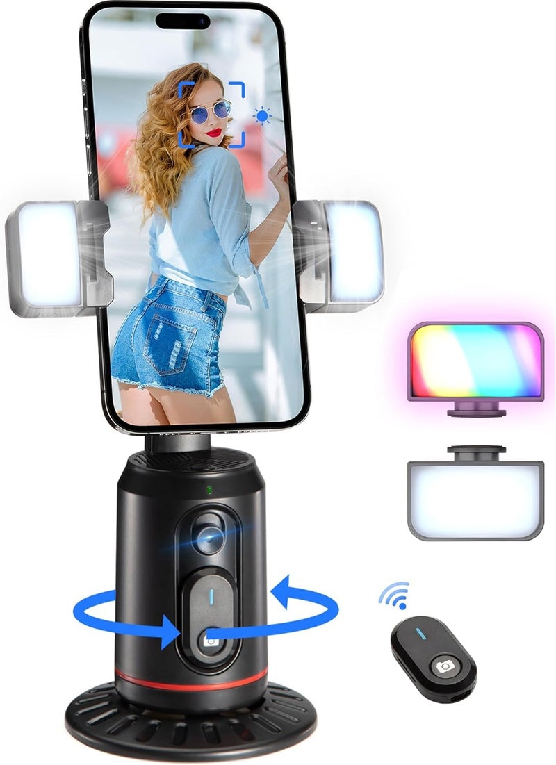 ADZOY Auto Face Tracking Desk Gimbal ADL-Q02D, 360° Rotation Face Body Phone Camera Mount with Rechargeable Fill Light (White & RGB) & Remote for Shooting Vlog, No App, Gesture Control, Live Streaming - Image 1