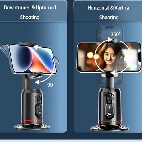 ADZOY Auto Face Tracking Desk Gimbal ADL-Q02D, 360° Rotation Face Body Phone Camera Mount with Rechargeable Fill Light (White & RGB) & Remote for Shooting Vlog, No App, Gesture Control, Live Streaming - Image 3