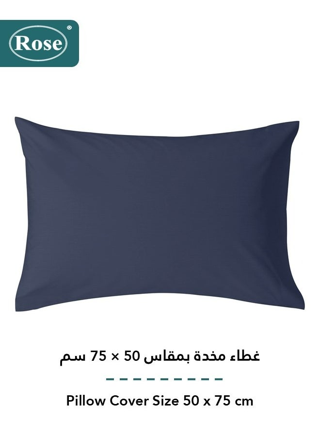 Rose - Rose Luxurious Plain Fitted Sheet with Deep Pockets and Pillow Case, Bed Sheet 2-Pieces Set, Soft & Cozy Microfiber Breathable and Cooling, Extra Twin Size 120x200cm, Dark Blue - Image 1
