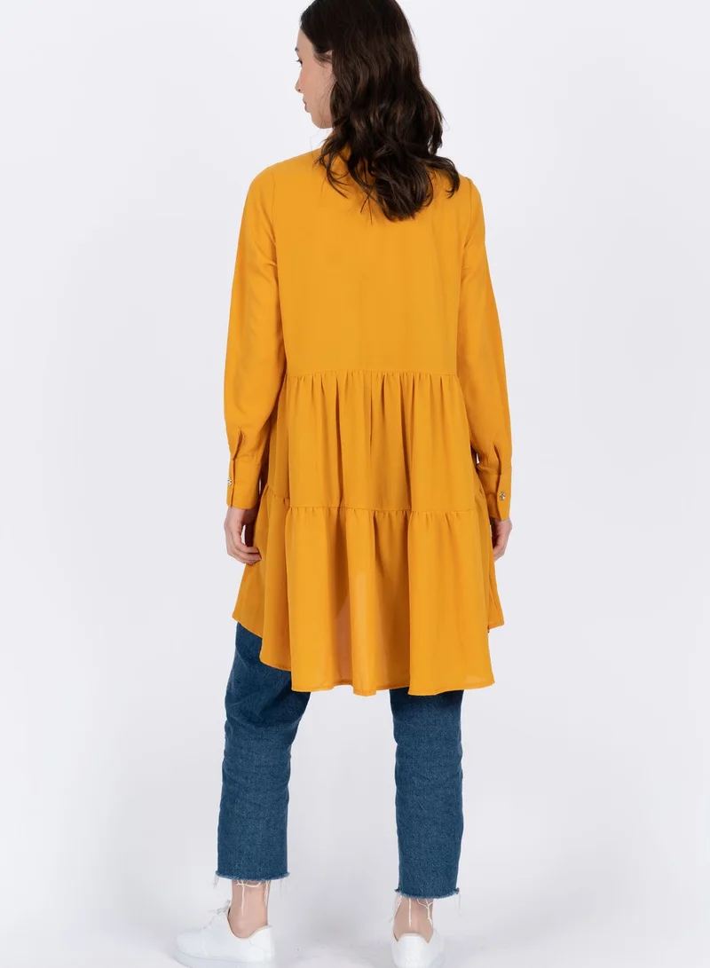 Xanzad Button Detail Longline Tiered Tunic
