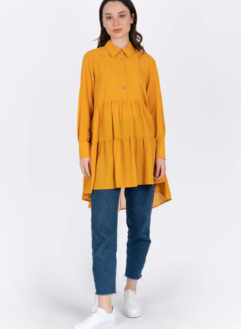 Xanzad Button Detail Longline Tiered Tunic
