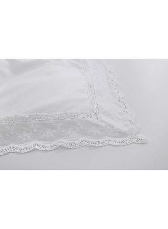 Meaning4 White Lace Pillow Shams Queen Size Pillowcases Cotton for Bed French Country Style 2 Pieces 20"x30" Shabby Chic  - Image 3