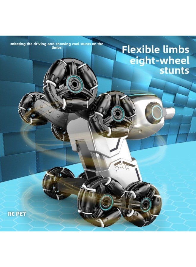 Eight-wheel Stunt Mechanical Dog Remote Control Toy Gesture Induction Climbing Deformation Electric Children Intelligent Robot Cat-Color:13-channel Eight-wheel Mechanical Dog (handle Remote Control) English Packaging-Proportion:High Configuration 【3 Lithium Batteries】 - Image 5