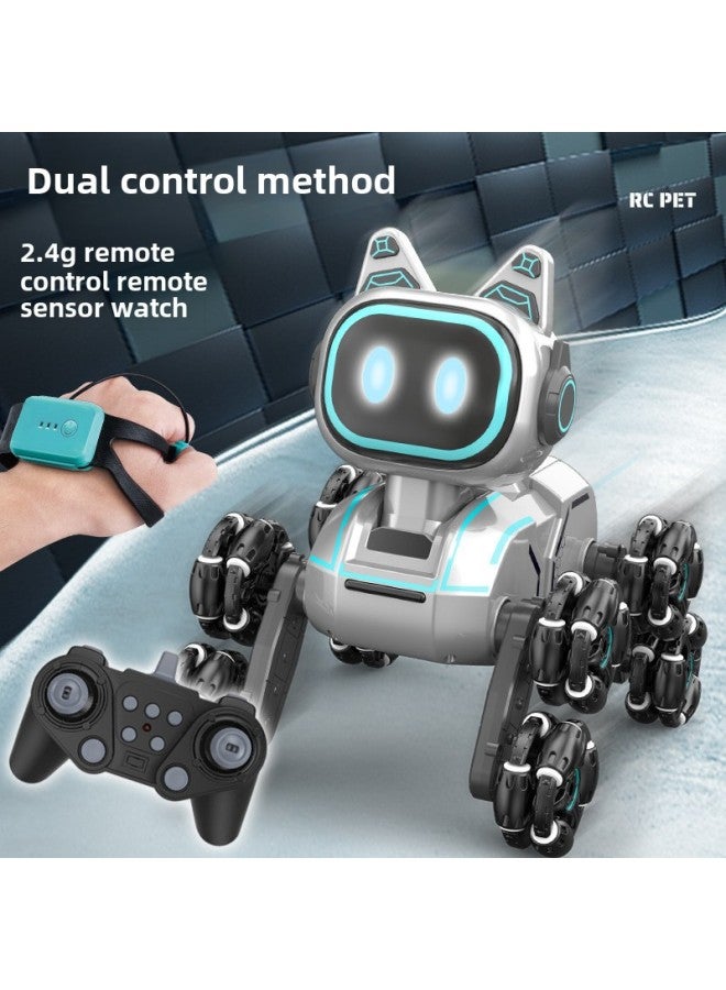 Eight-wheel Stunt Mechanical Dog Remote Control Toy Gesture Induction Climbing Deformation Electric Children Intelligent Robot Cat-Color:13-channel Eight-wheel Mechanical Dog (handle Remote Control) English Packaging-Proportion:High Configuration 【3 Lithium Batteries】 - Image 4