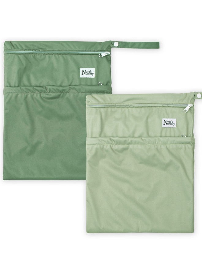 Nora's Nursery Wet Dry Bags with Two Zippered Pockets - Reusable and Washable for Swimming, Travel, Beach, Pool, Daycare, Cloth Diapers, Toiletries, and Wet Swimsuits - 11x15, Garden, 2-Pack - Image 1