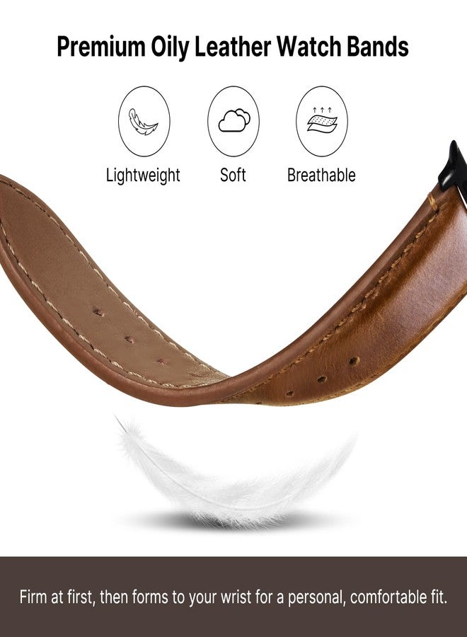 Fullmosa Compatible with Apple Watch Band Retro Leather 42mm 41mm 40mm 38mm for Apple Watch Series 11 10 9 8 7 6 5 4 3 2 1, SE3/2/1, Brown+Black Buckle - Image 4