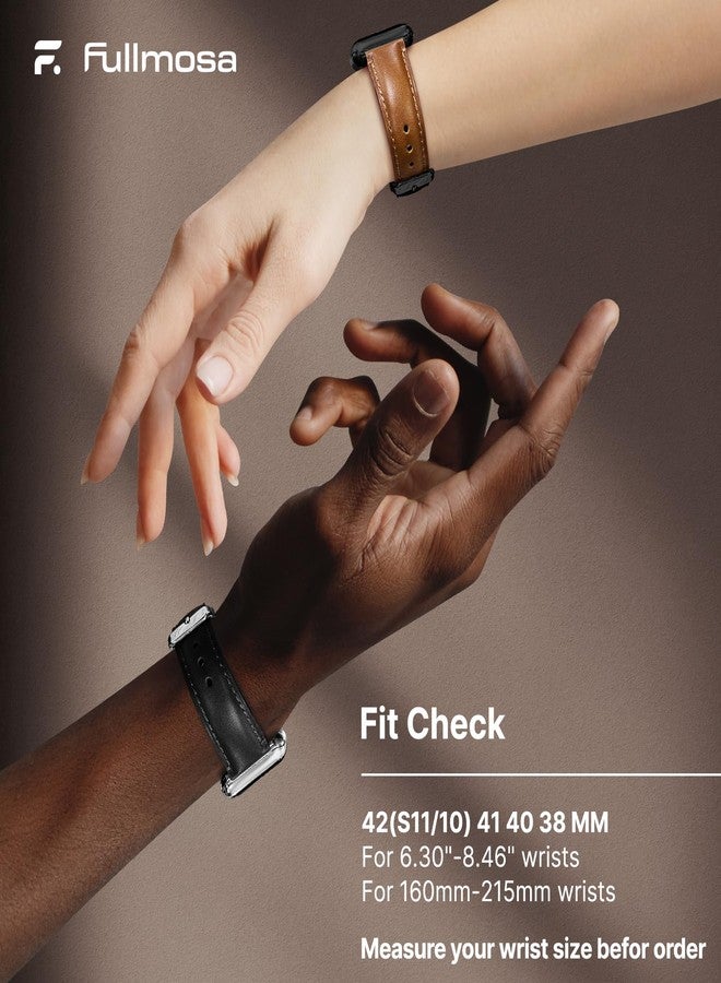 Fullmosa Compatible with Apple Watch Band Retro Leather 42mm 41mm 40mm 38mm for Apple Watch Series 11 10 9 8 7 6 5 4 3 2 1, SE3/2/1, Brown+Black Buckle - Image 5