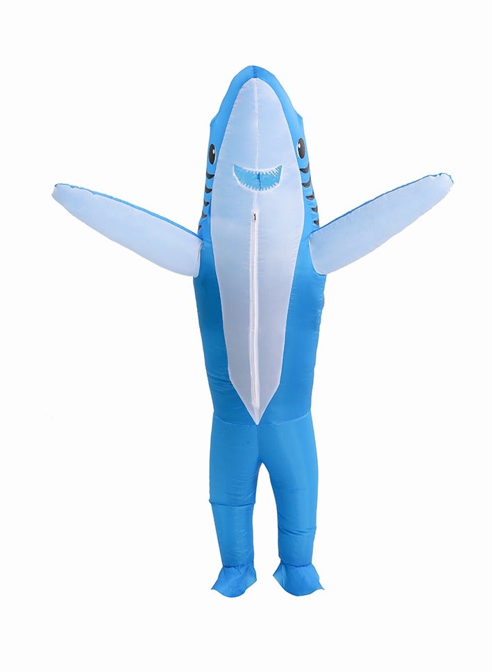 زي القرش قابل للنفخ للبالغين أزياء مضحكة قابل للنفخ Cosplay زي هالوين الأزرق / الأبيض - Image 1