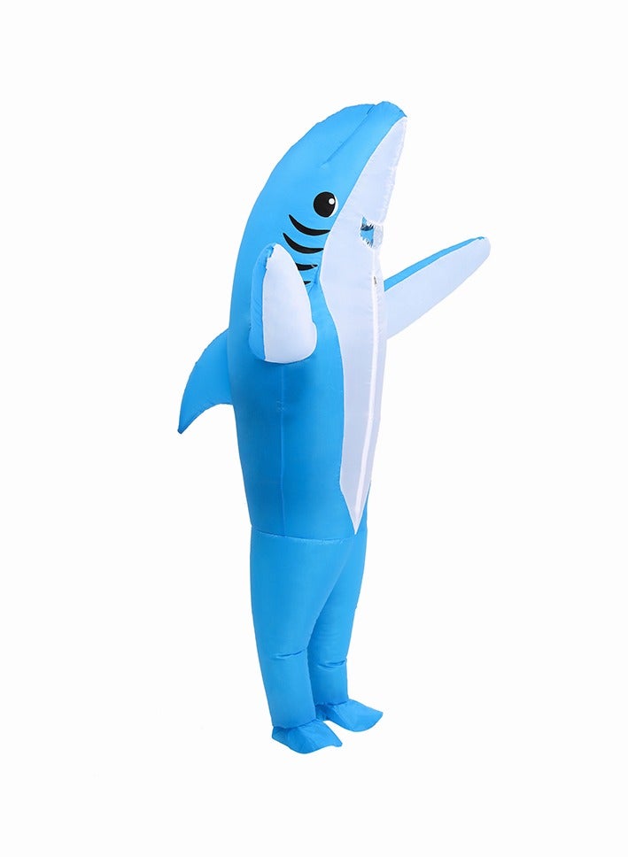 زي القرش قابل للنفخ للبالغين أزياء مضحكة قابل للنفخ Cosplay زي هالوين الأزرق / الأبيض - Image 3