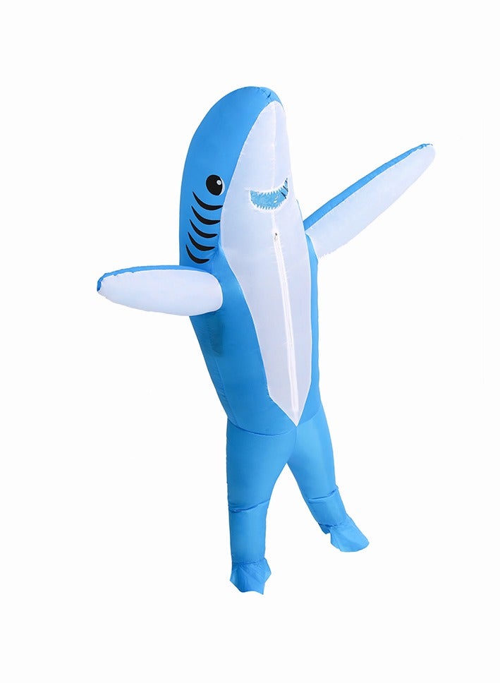 زي القرش قابل للنفخ للبالغين أزياء مضحكة قابل للنفخ Cosplay زي هالوين الأزرق / الأبيض - Image 4