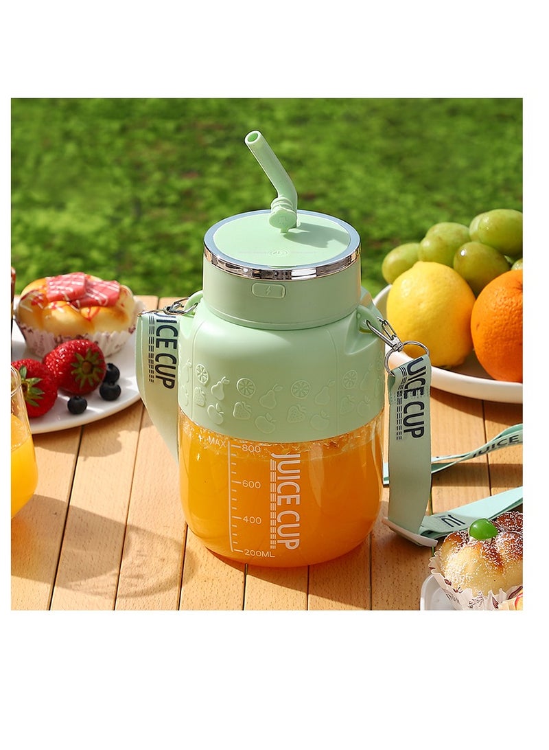 Portable Wireless Juicer Cup, 10 Stainless Steel Blades, with Straw for Direct Drinking, USB Rechargeable Dual Speed, Ice Crushing, Multi-functional Electric Blender for Home, Office, Travel, 800ML Large Capacity Creative Gift(K2-Green)  - Image 1