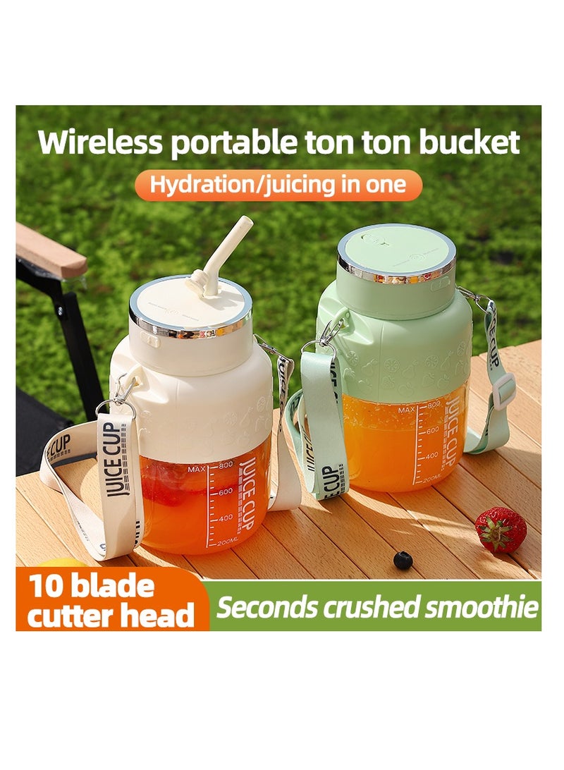 Portable Wireless Juicer Cup, 10 Stainless Steel Blades, with Straw for Direct Drinking, USB Rechargeable Dual Speed, Ice Crushing, Multi-functional Electric Blender for Home, Office, Travel, 800ML Large Capacity Creative Gift(K2-Green)  - Image 4