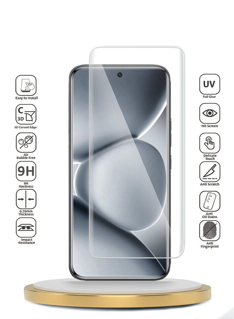 Wtech Xiaomi Redmi Note 15 Pro+ 5G 2025 Premium Curved Edges UV Full Glue Full Cover Tempered Glass Screen Protector (MSGUCN) - Clear - Image 2