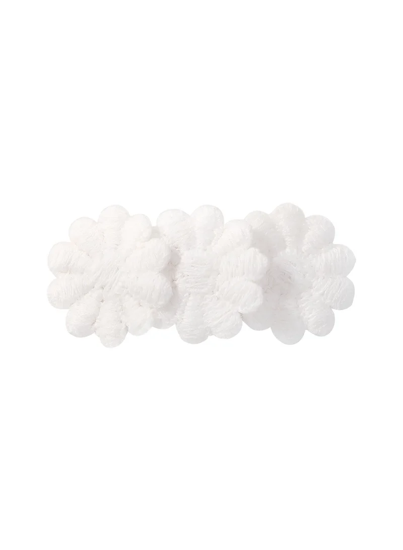 Lion Llama  Girls Floral Lace Hair Clips | Elegant Embroidered Flower Snap Hair Barrettes for Everyday Wear & Special Occasions-White 3 Pairs for Women | Best Price UAE