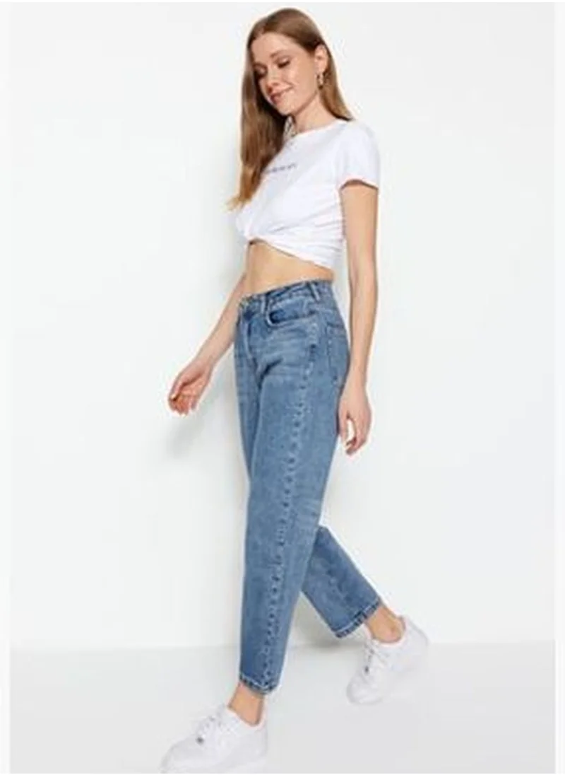 trendyol Blue High Waist Dad Jeans TWOSS20JE0165