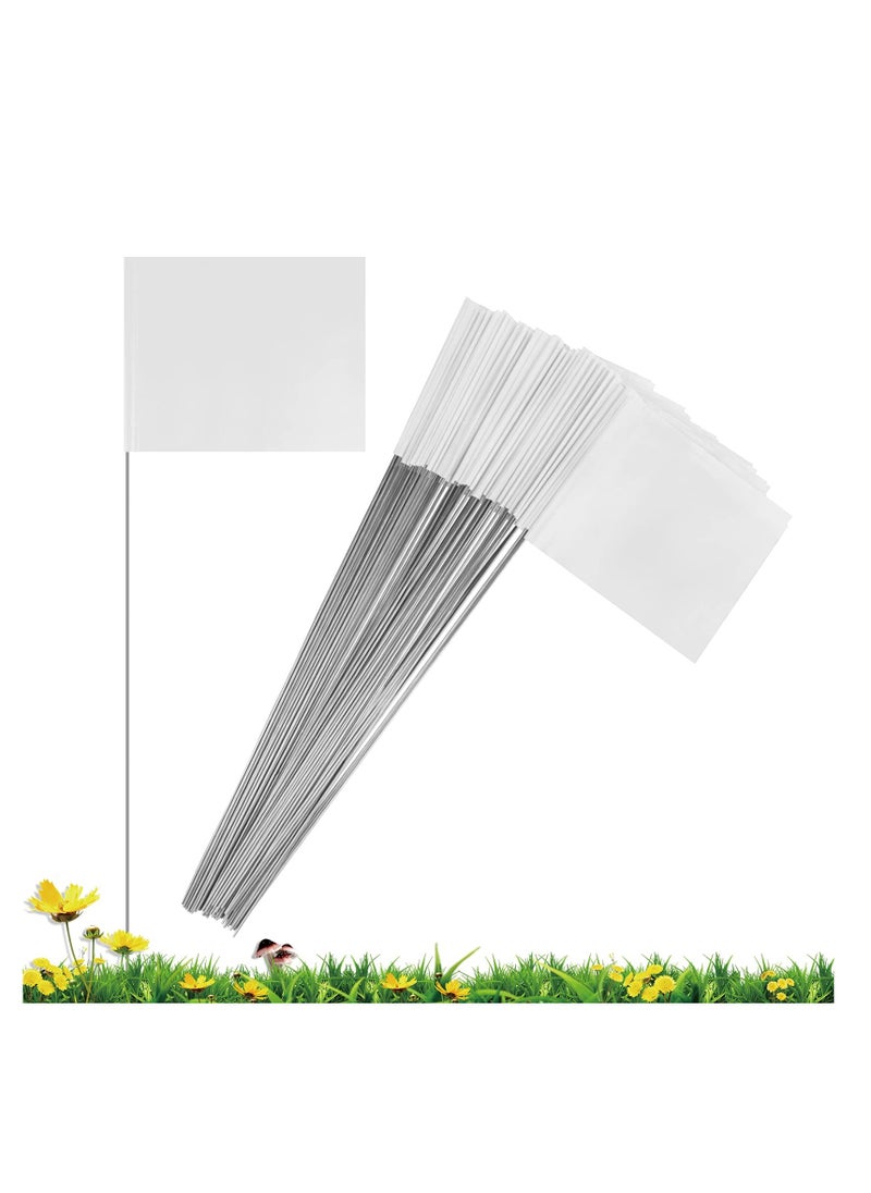 SYOSI - 50 Pack Marking Flags Marker Flags for Lawn, 4 * 5 * 15 Inch White PVC Small Yard Flags Yard Marking Flags Lawn Flags, Garden Flags, Survey Flags, Yard Markers, Irrigation Flags, landscape flag - Image 1