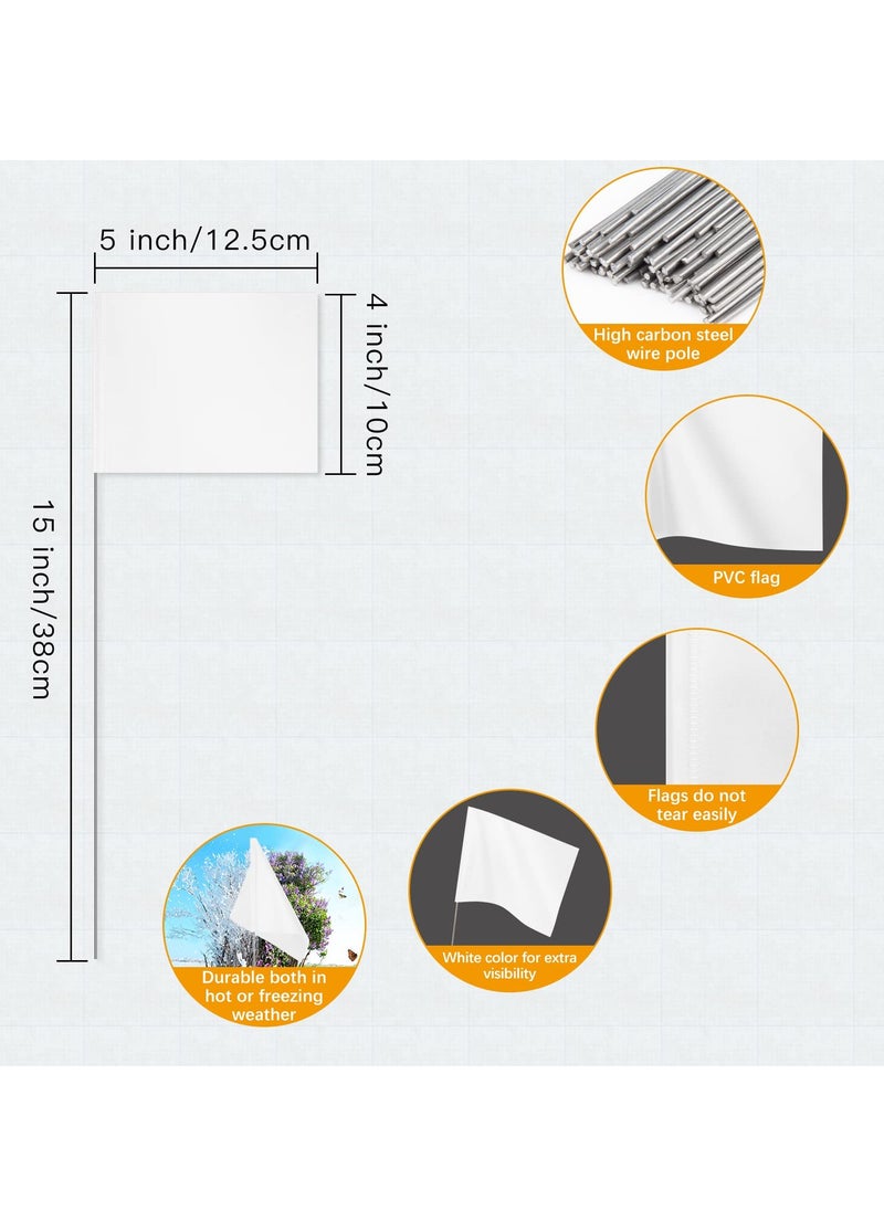 SYOSI - 50 Pack Marking Flags Marker Flags for Lawn, 4 * 5 * 15 Inch White PVC Small Yard Flags Yard Marking Flags Lawn Flags, Garden Flags, Survey Flags, Yard Markers, Irrigation Flags, landscape flag - Image 1