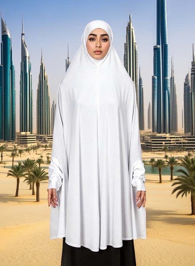 Women Muslim Hijab Double Bar Headscarf Long Sleeved Headscarf Hat Jumpsuit Long Lazy Suit - Image 1