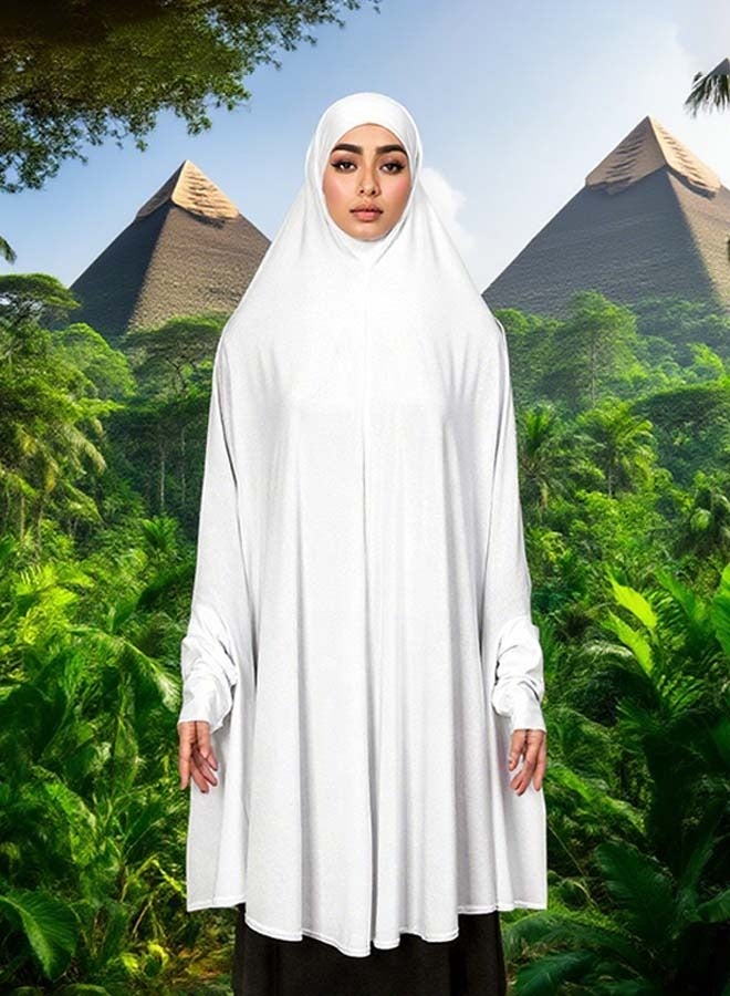 Women Muslim Hijab Double Bar Headscarf Long Sleeved Headscarf Hat Jumpsuit Long Lazy Suit - Image 3