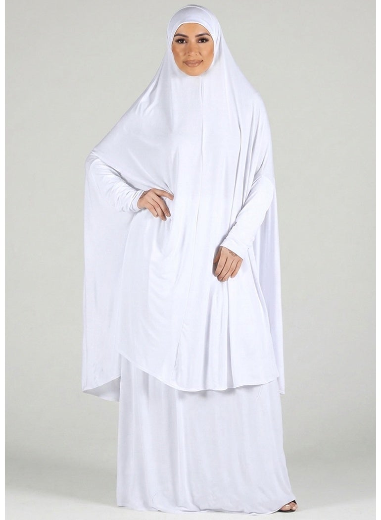 المرأة الفورية المسلمة Abayas مع الأكمام حجاب الغطاء الكامل الخمار الصلاة الحجاب قبعة Jumpsuit بدلة كسول طويلة - Image 1