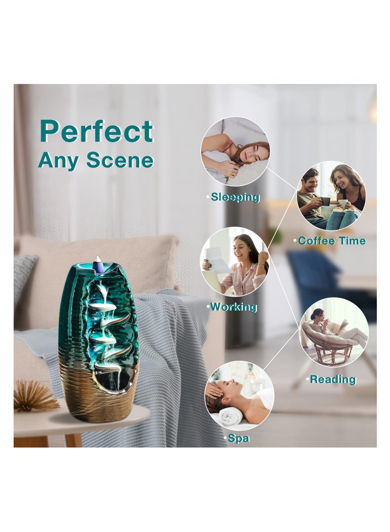 SYOSI SYOSI, Incense Waterfall Burner Holder with 120 Backflow Cones, Backflow Incense Burner, Aromatherapy Ornamental for Home Office Yoga  - Image 3