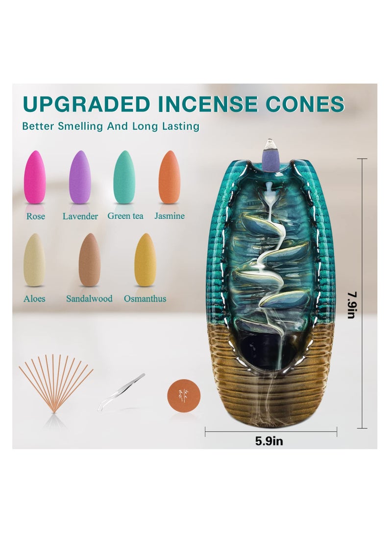 SYOSI SYOSI, Incense Waterfall Burner Holder with 120 Backflow Cones, Backflow Incense Burner, Aromatherapy Ornamental for Home Office Yoga  - Image 5