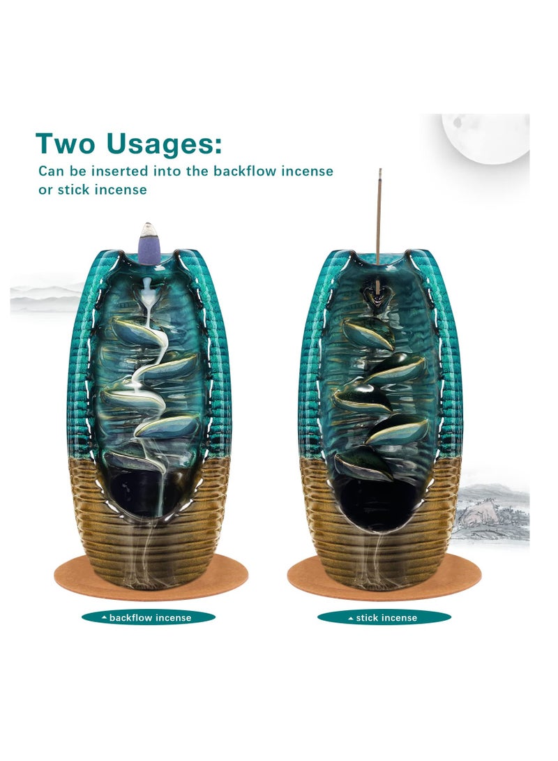 SYOSI SYOSI, Incense Waterfall Burner Holder with 120 Backflow Cones, Backflow Incense Burner, Aromatherapy Ornamental for Home Office Yoga  - Image 2