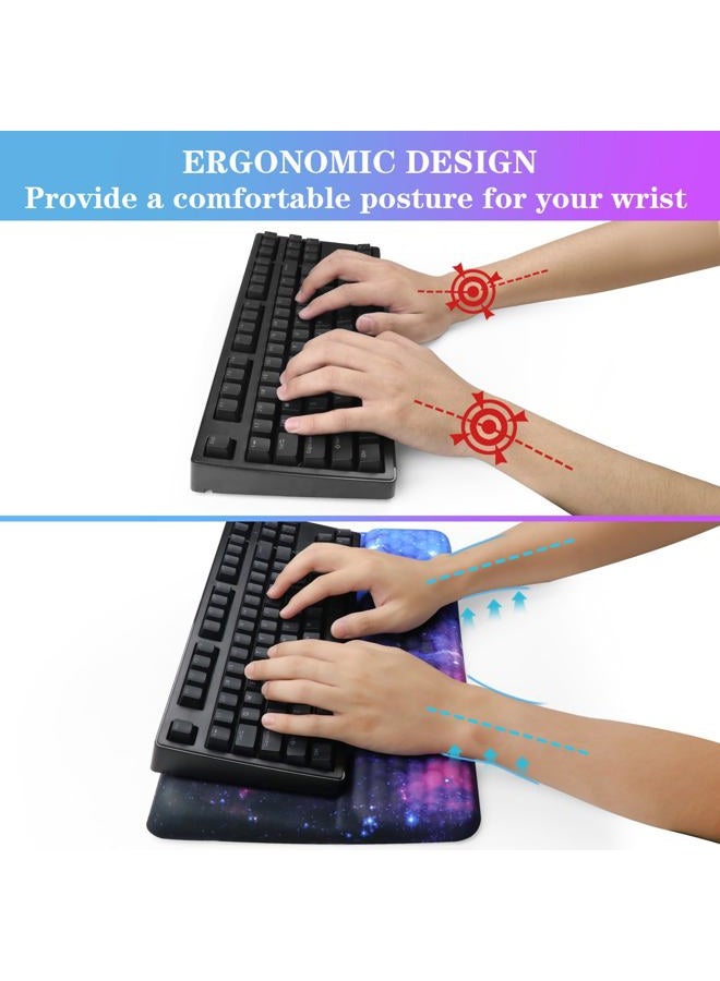 KEPUTAIER Computer Keyboard Stand with Wrist Rest, Ergonomic Tilted Keyboard Holder - Keyboard Riser with Wrist Pad - Keyboard Tray Support for Office Home - Black Starry Night - Image 3