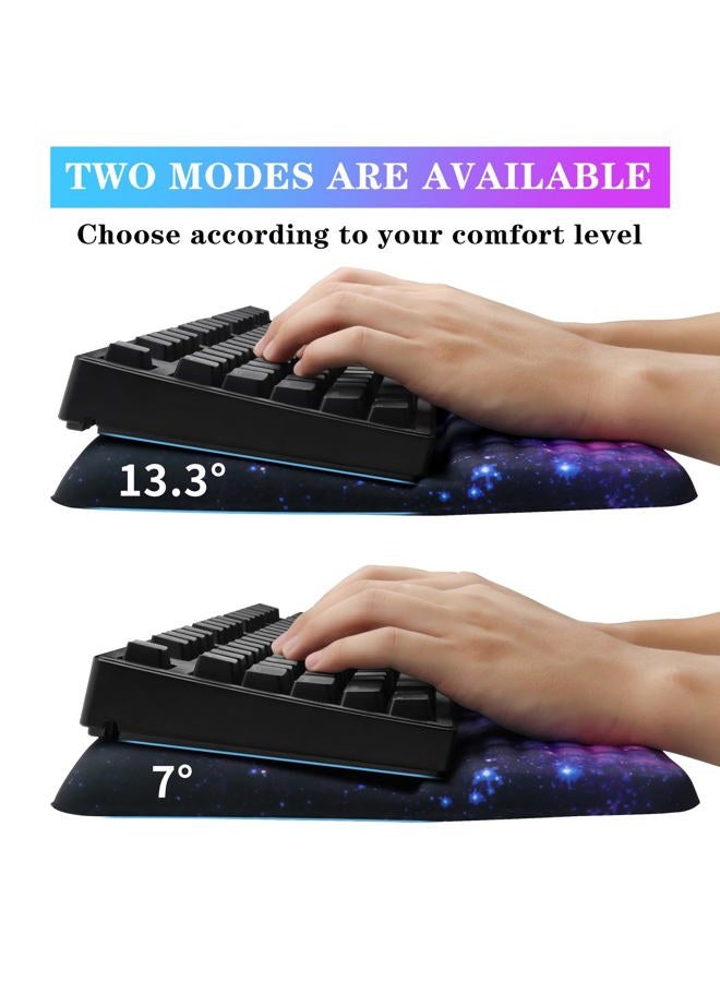 KEPUTAIER Computer Keyboard Stand with Wrist Rest, Ergonomic Tilted Keyboard Holder - Keyboard Riser with Wrist Pad - Keyboard Tray Support for Office Home - Black Starry Night - Image 2