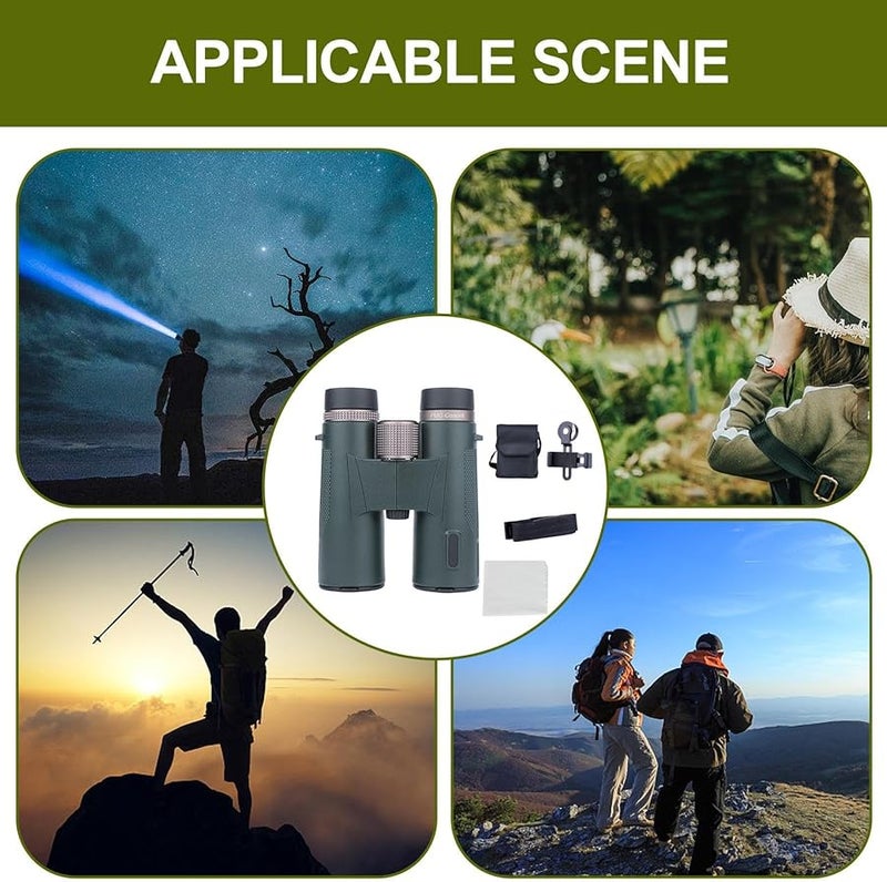 Army Green Compact Binoculars 12X Magnification High Definition Waterproof for Bird Watching Hunting - Image 5