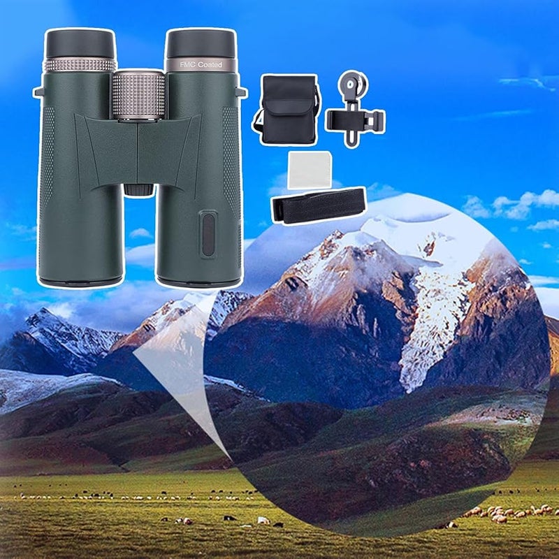 Army Green Compact Binoculars 12X Magnification High Definition Waterproof for Bird Watching Hunting - Image 4