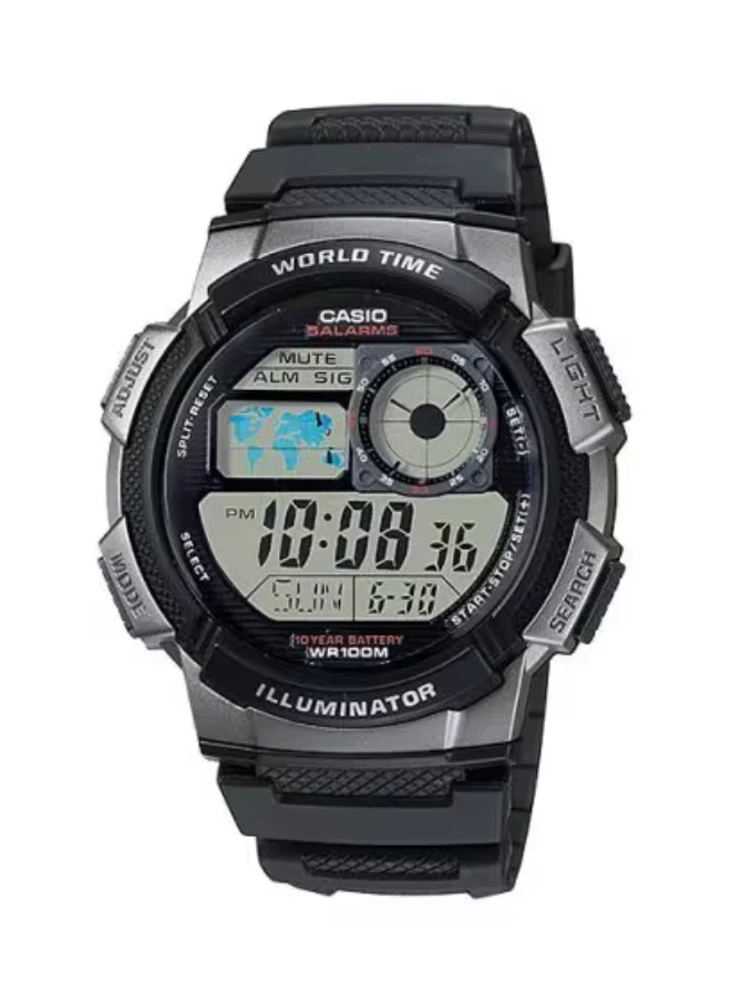 CASIO Men's Digital Display Watch With Black Resin Strap - AE-1000W-1B