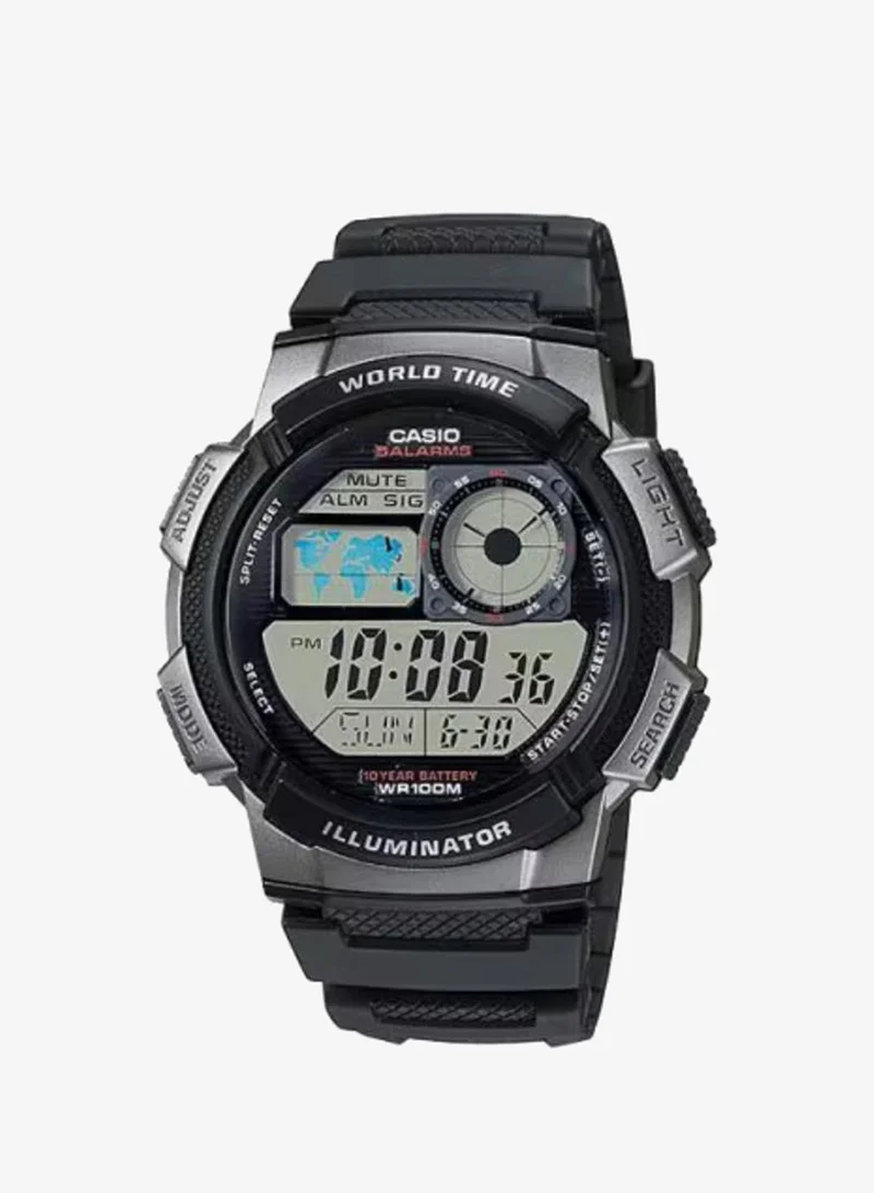 Casio Men's Digital Display Watch With Black Resin Strap - AE-1000W-1B