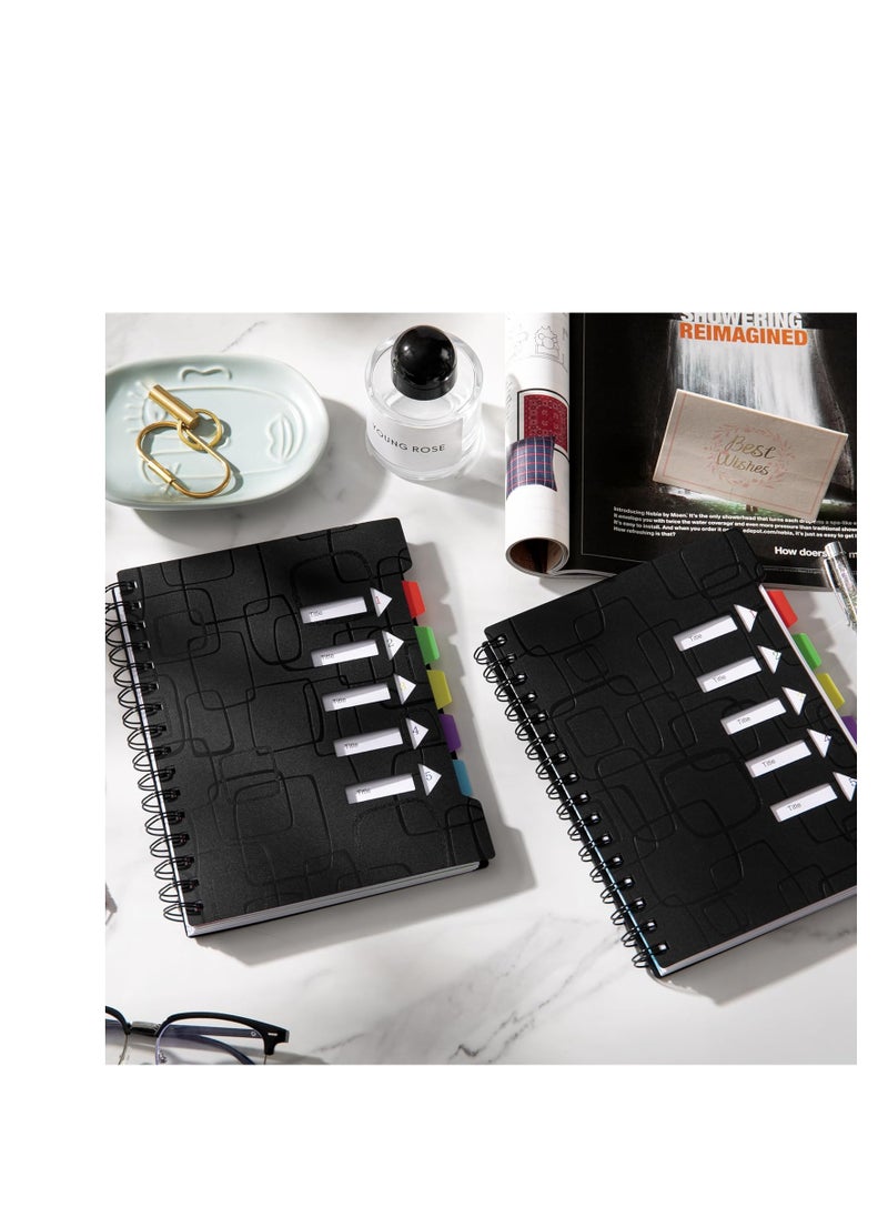 KASTWAVE - Spiral Notebook for Work, 5 Subject Notebook, Notebooks for School with Dividers Tabs, 6.2" x 8.3", Notebooks for Work, Spiral Notebook with Pocket Dividers, 120 Sheets - Image 1